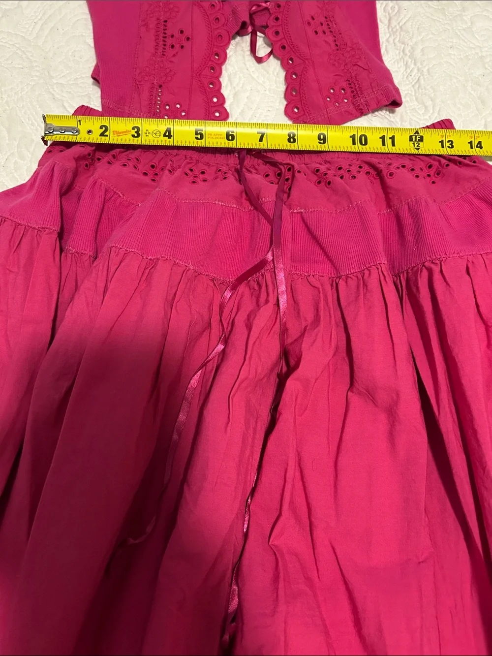 Free People Hot Pink Tiered Maxi Skirt and Lace Top Gesibelle Set Size S